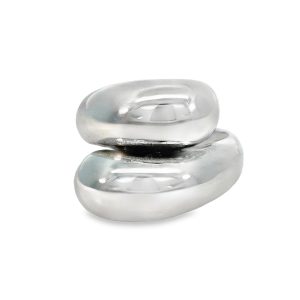 925 HOLLOW PLAIN DOME CROSS OVER RING - 20MM