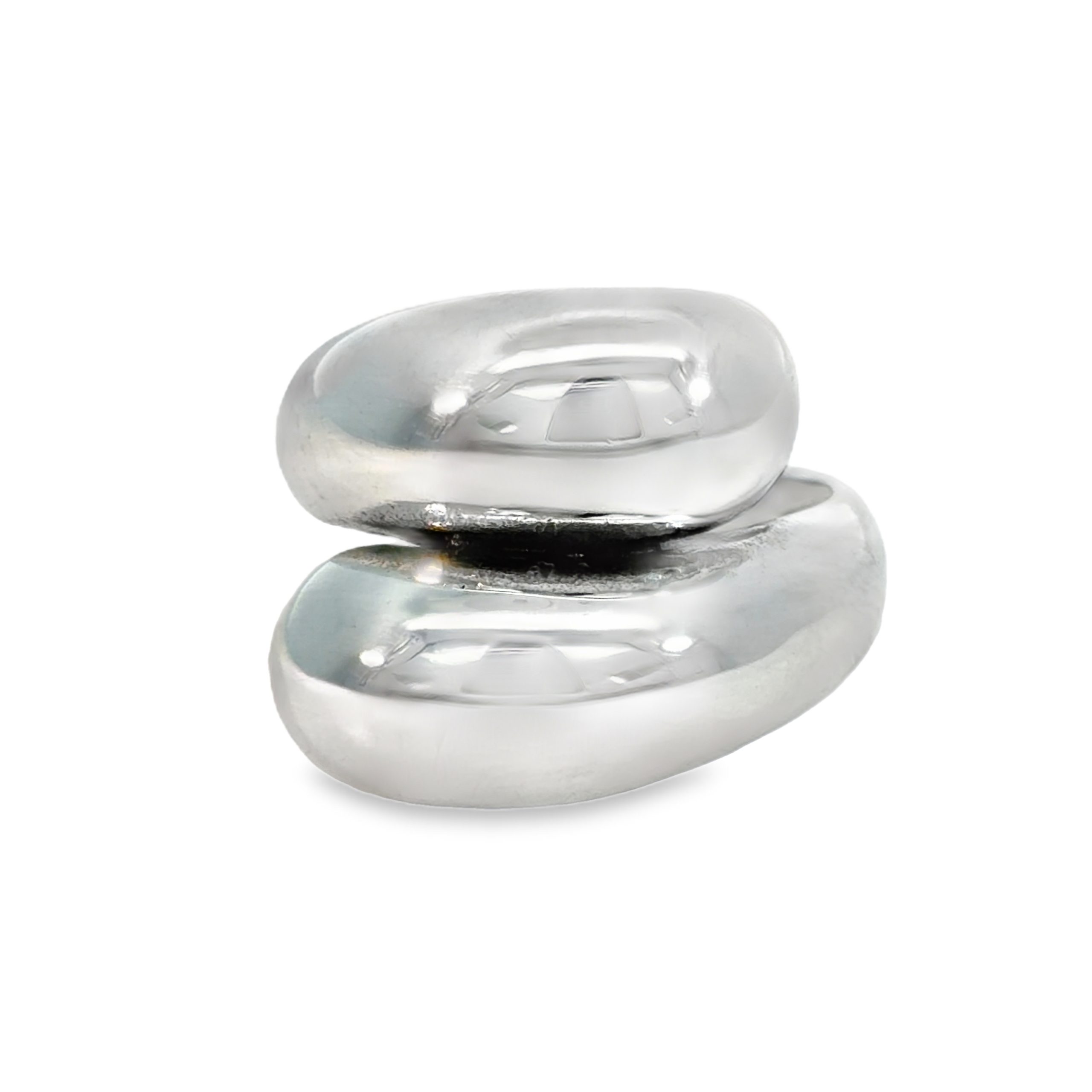 925 HOLLOW PLAIN DOME CROSS OVER RING - 20MM