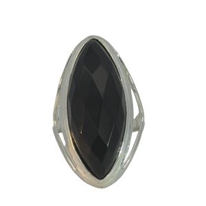 925 FACETED ONYX MARQUISE SHAPE RING - 33MM