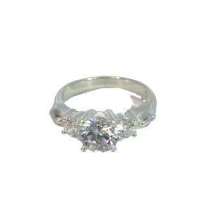 925 CZ PAVE TRILOGY CLAW SET RING - 7MM