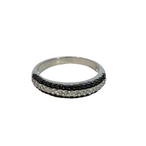 925 BLACK+CLEAR CZ PAVE TRIP STRAND ETERNTIY 4MM