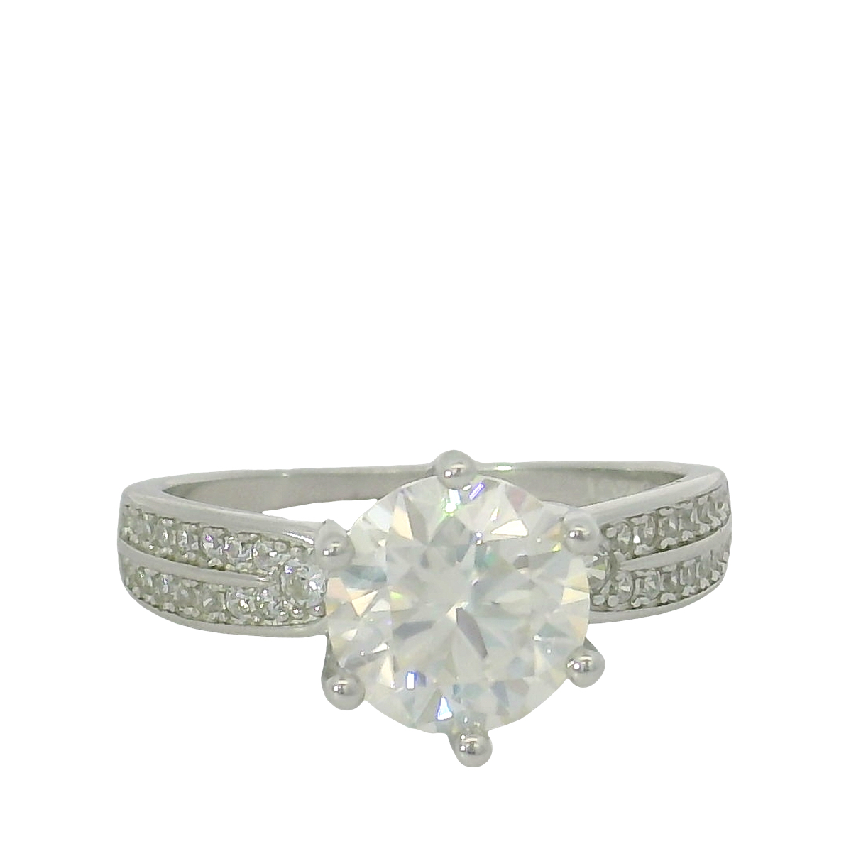 925 2ct D MOISSANITE 6 CLAW SET RING - 8MM