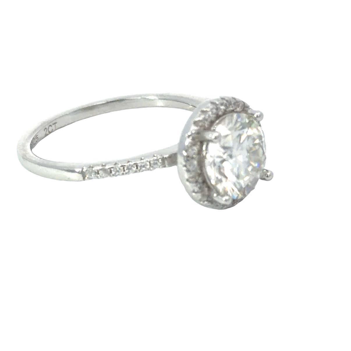925 3ct D MOISSANITE 4 CLAW HALO RING 12MM+CERT - Image 2