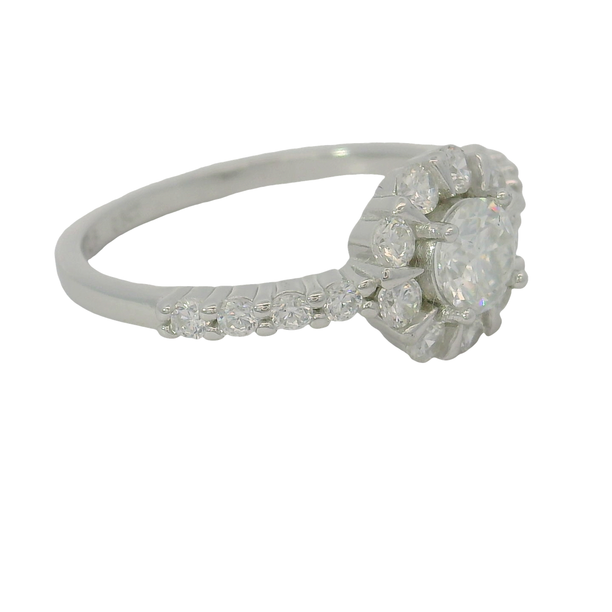 925 0.5ct D MOISSANITE FLOWER RING - 9MM - CERT - Image 2