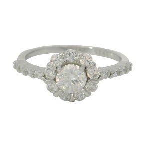 925 0.5ct D MOISSANITE FLOWER RING - 9MM - CERT