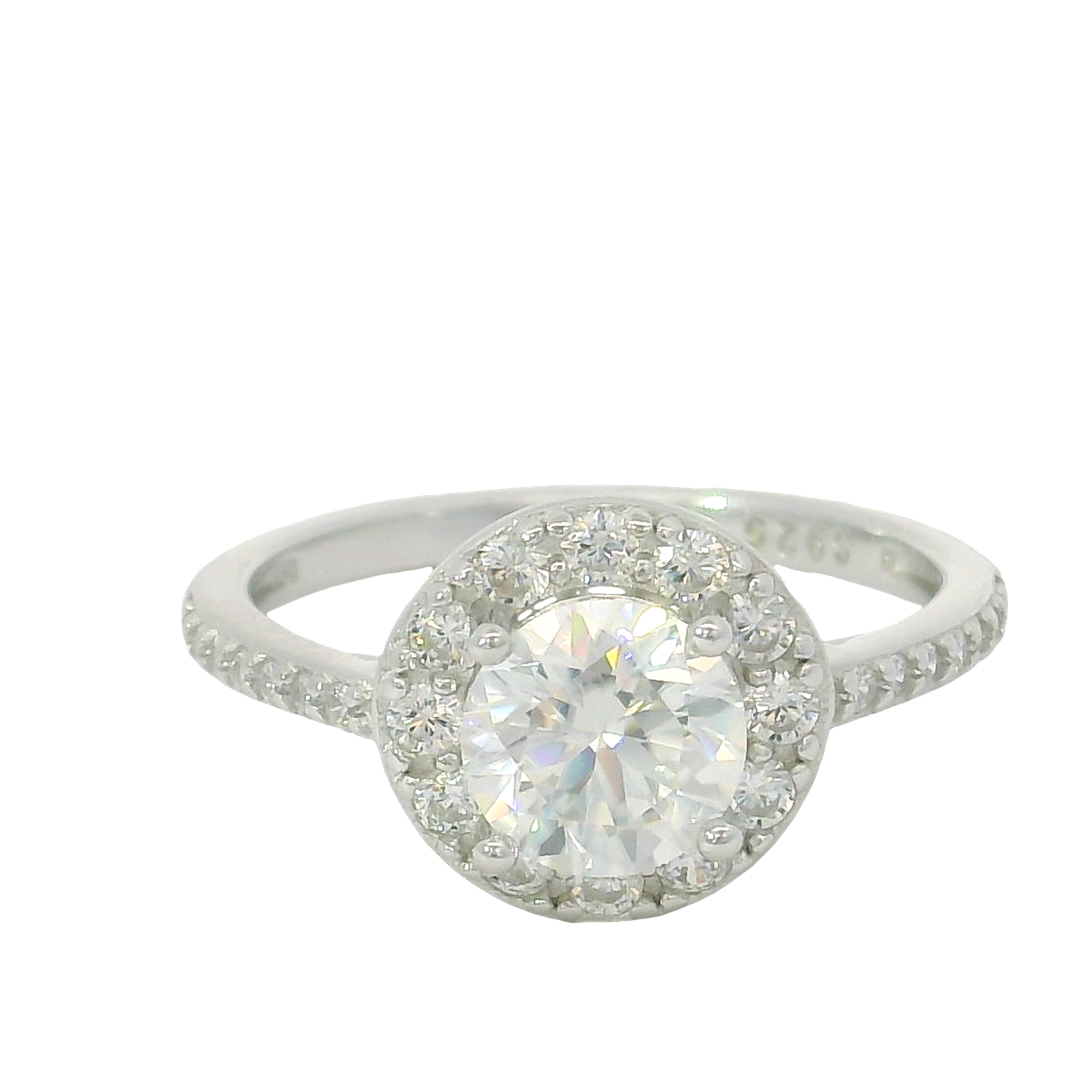 925 1ct D MOISSANITE HALO RING - 10MM - CERT