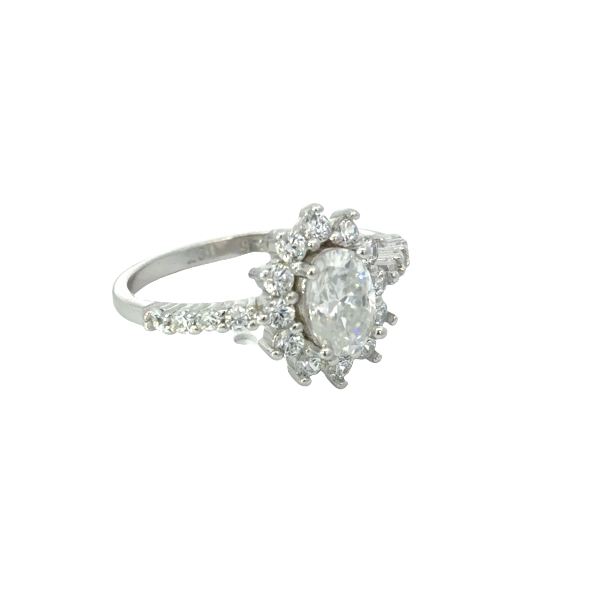 925 1ct D OVAL MOISSANITE HALO RING - 12MM+CERT - Image 2