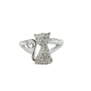 925 CZ PAVE SITTING CAT RING - 13MM