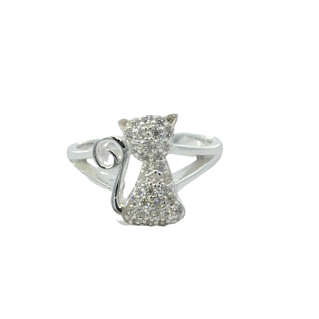 925 CZ PAVE SITTING CAT RING - 13MM