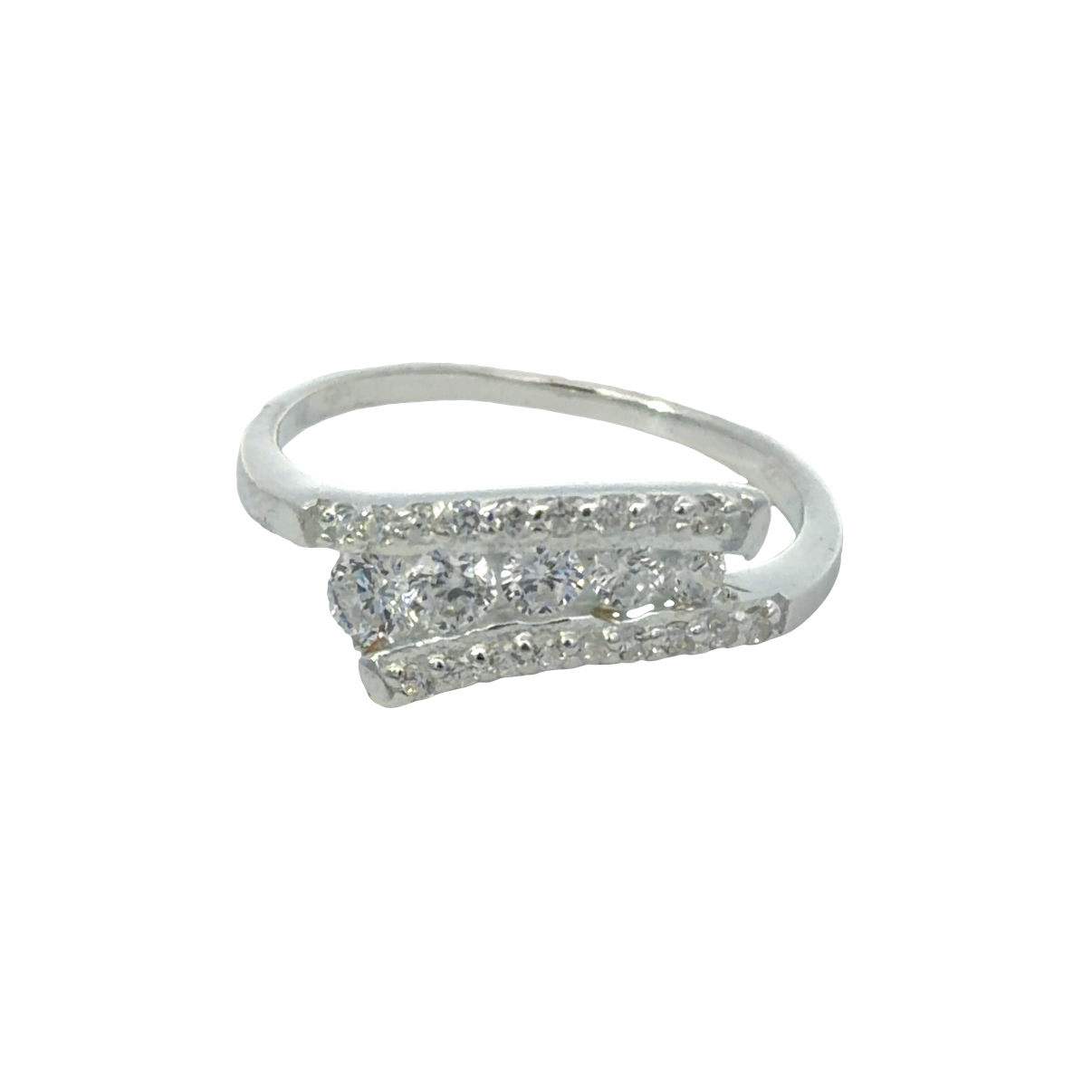 925 CZ PAVE GRADUAL BAR RING - 7MM