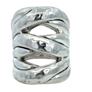 925 EF HAMMERED 6 STRAND RING - 31MM