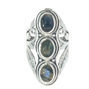 925 TRIP OV LABRADORITE CUT OUT BOHO RING - 35MM