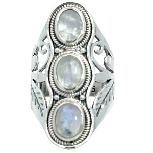 925 TRIP OV LABRADORITE CUT OUT BOHO RING - 35MM