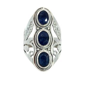 925 TRIP OV BLUE SAPPHIRE CUT OUT BOHO RING  35MM