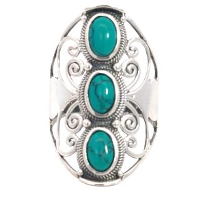 925 TRIP OV TURQUOISE CUT OUT BOHO RING 35MM P