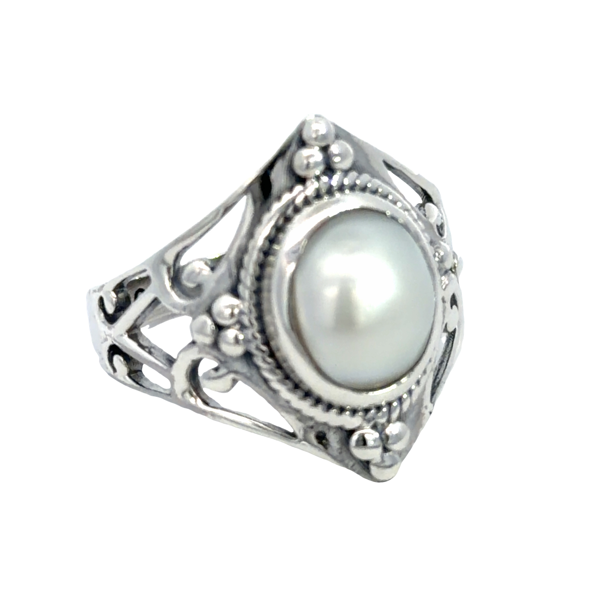 925 OXI OVAL WH FW PEARL BOHO RING - 21MM - Image 2