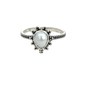 925 OXI T/DROP WH FW PEARL ROPE EDGE RING - 11MM