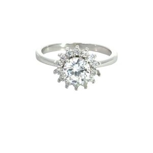 925 CZ PAVE HALO CLAW SET RING - 10MM