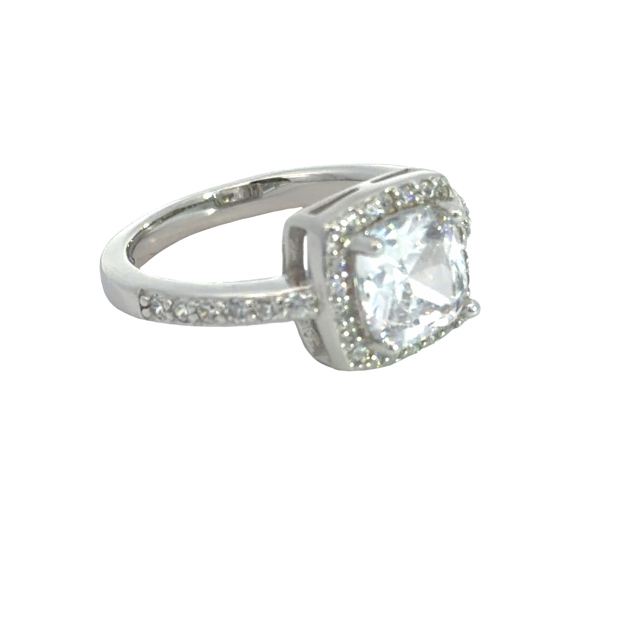 925 SQ CZ PAVE HALO RING - 10MM - Image 2