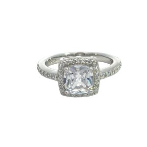 925 SQ CZ PAVE HALO RING - 10MM