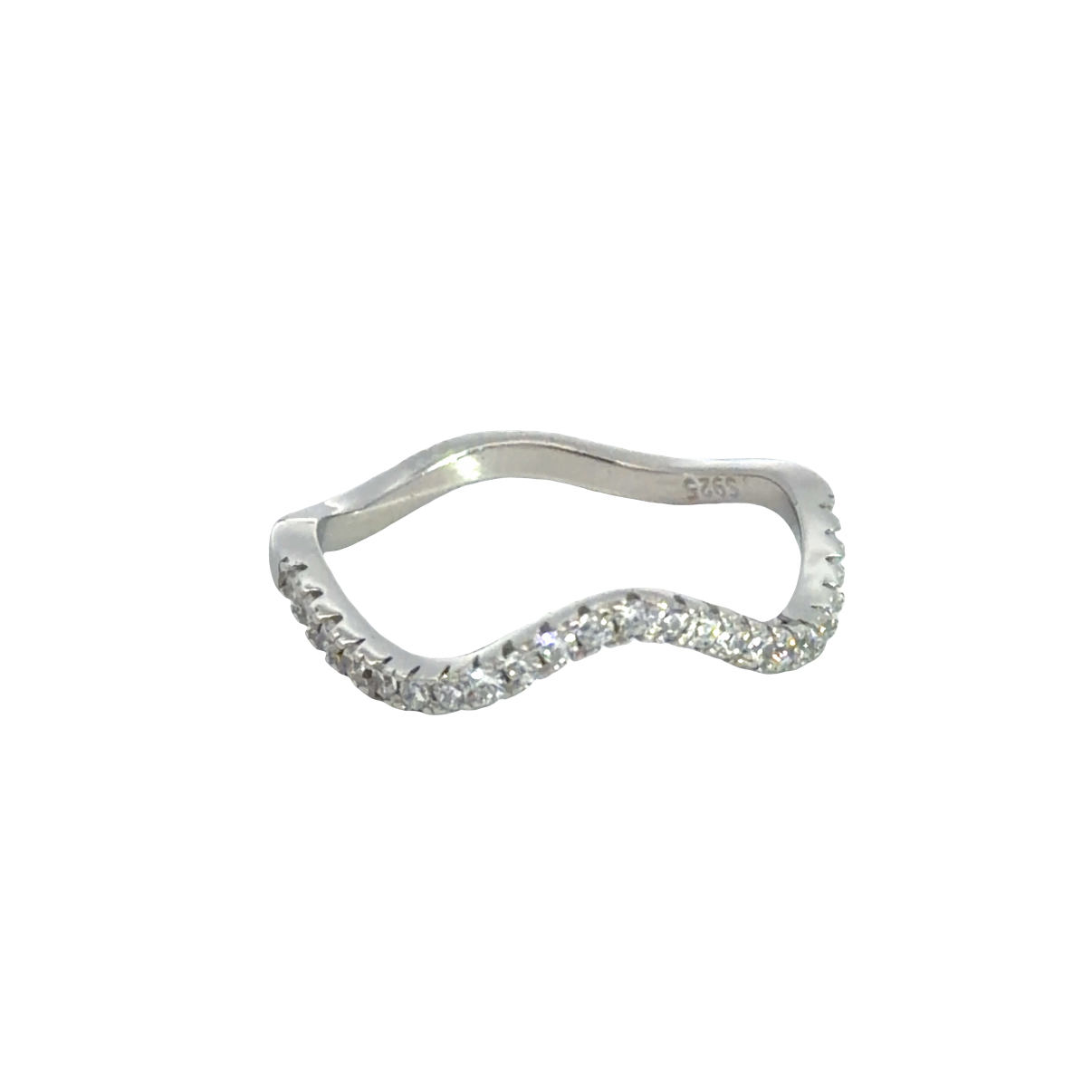 925 CZ PAVE CURVY RING - 5MM