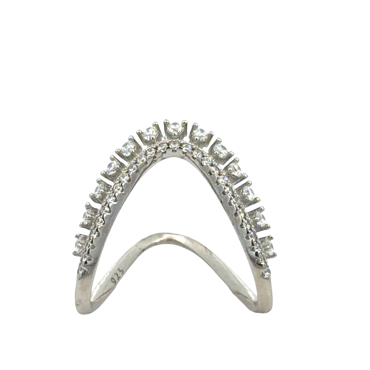 925 CZ PAVE DBL FANCY WISHBONE RING - 18MM