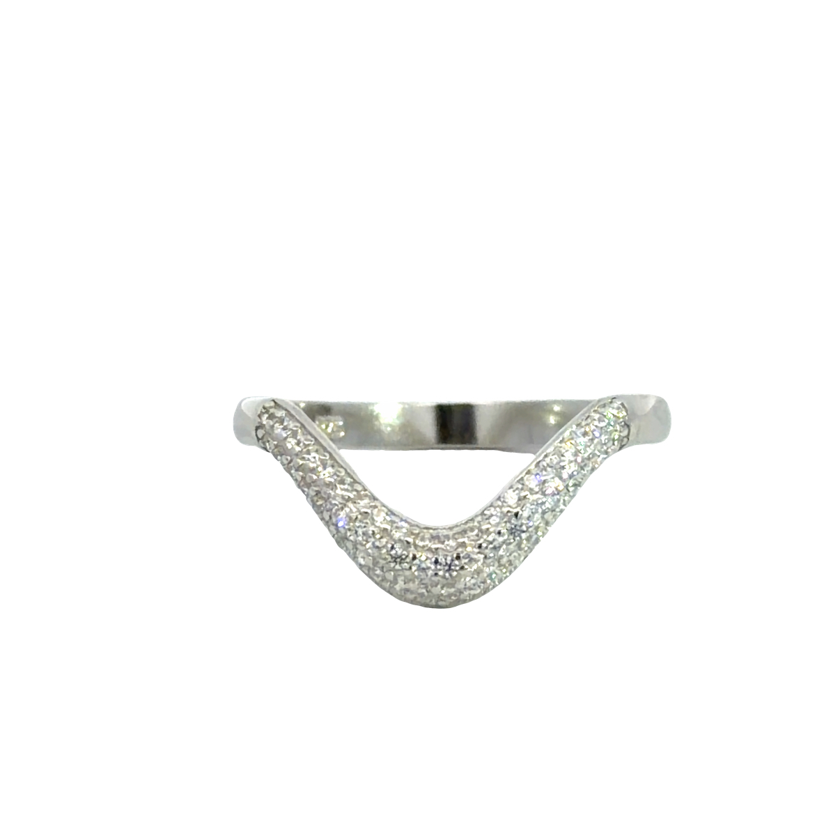 925 CZ PAVE BULKY WISHBONE RING - 9MM