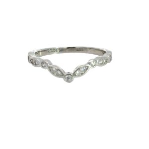 925 CZ PAVE RND+MARQ SHAPE WISHBONE RING - 5MM