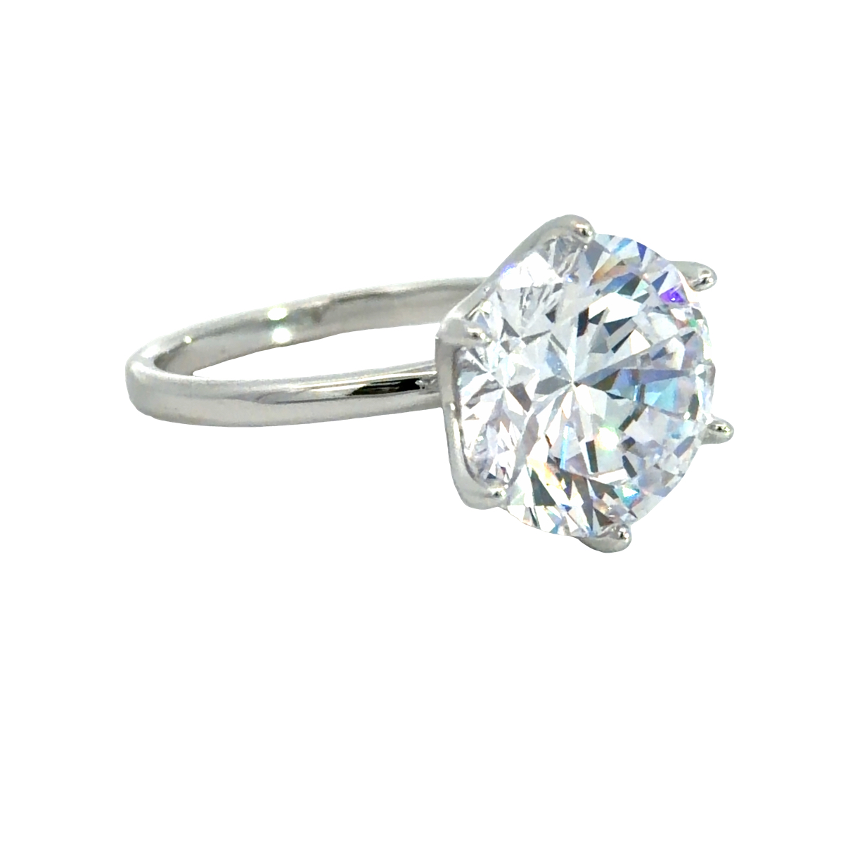 925 ROUND CZ 6 CLAW SET SOLITAIRE RING - 12MM - Image 2