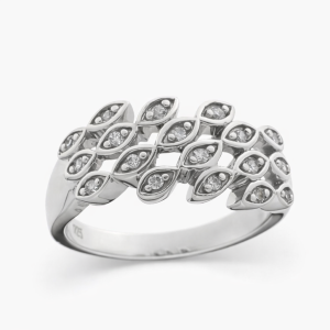 925 RH PL CZ PAVE 4 STRAND RING - 9MM <br/>14280