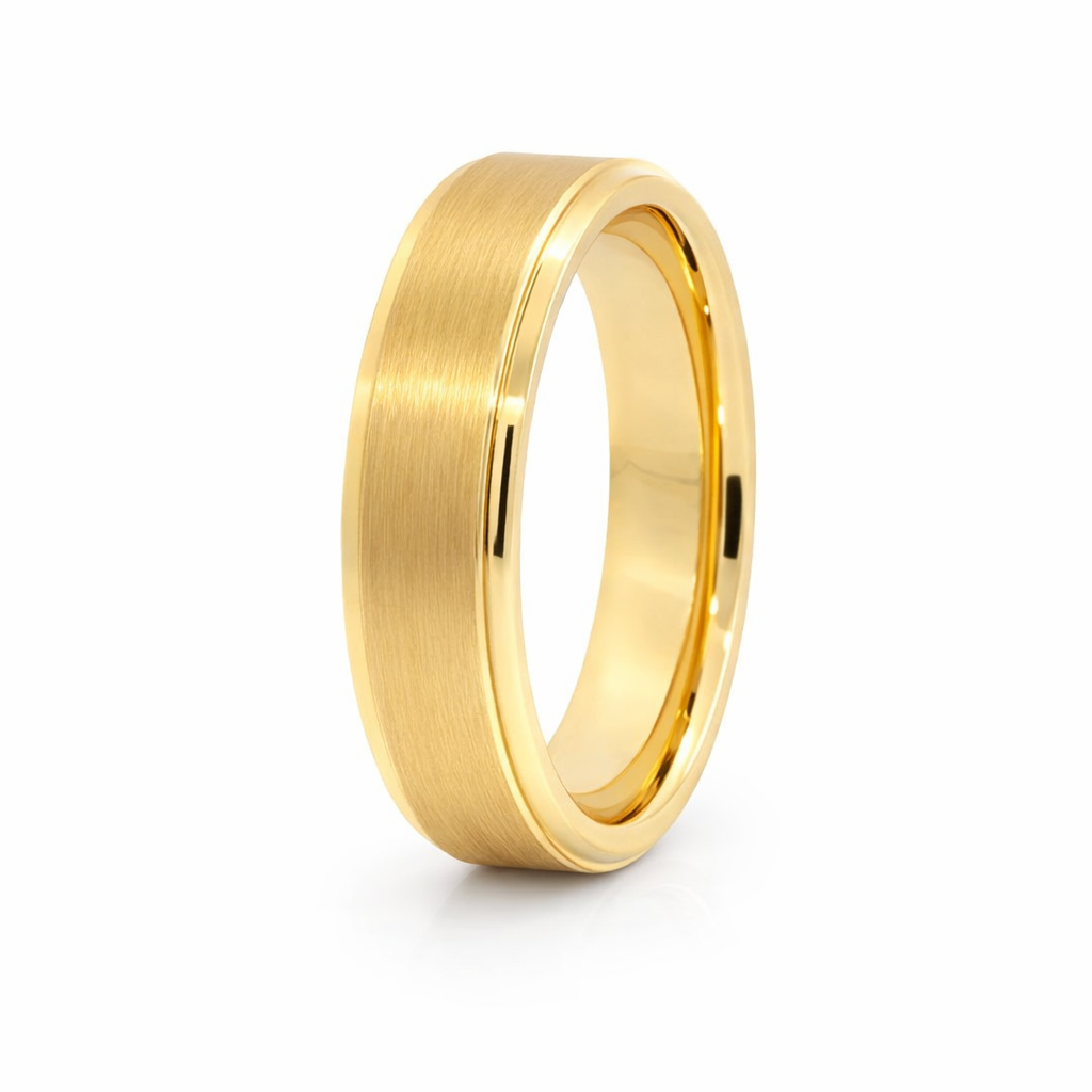 TUNGSTEN IP GOLD PL FLAT BRUSH BEVEL EDGE RING 6MM <br/>14406 - Image 3