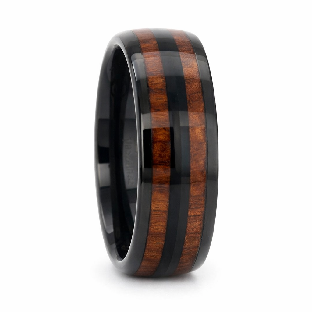 TUNGSTEN BLK KOA WOOD DOME POLISH RING - 8MM <br/>14422 - Image 3