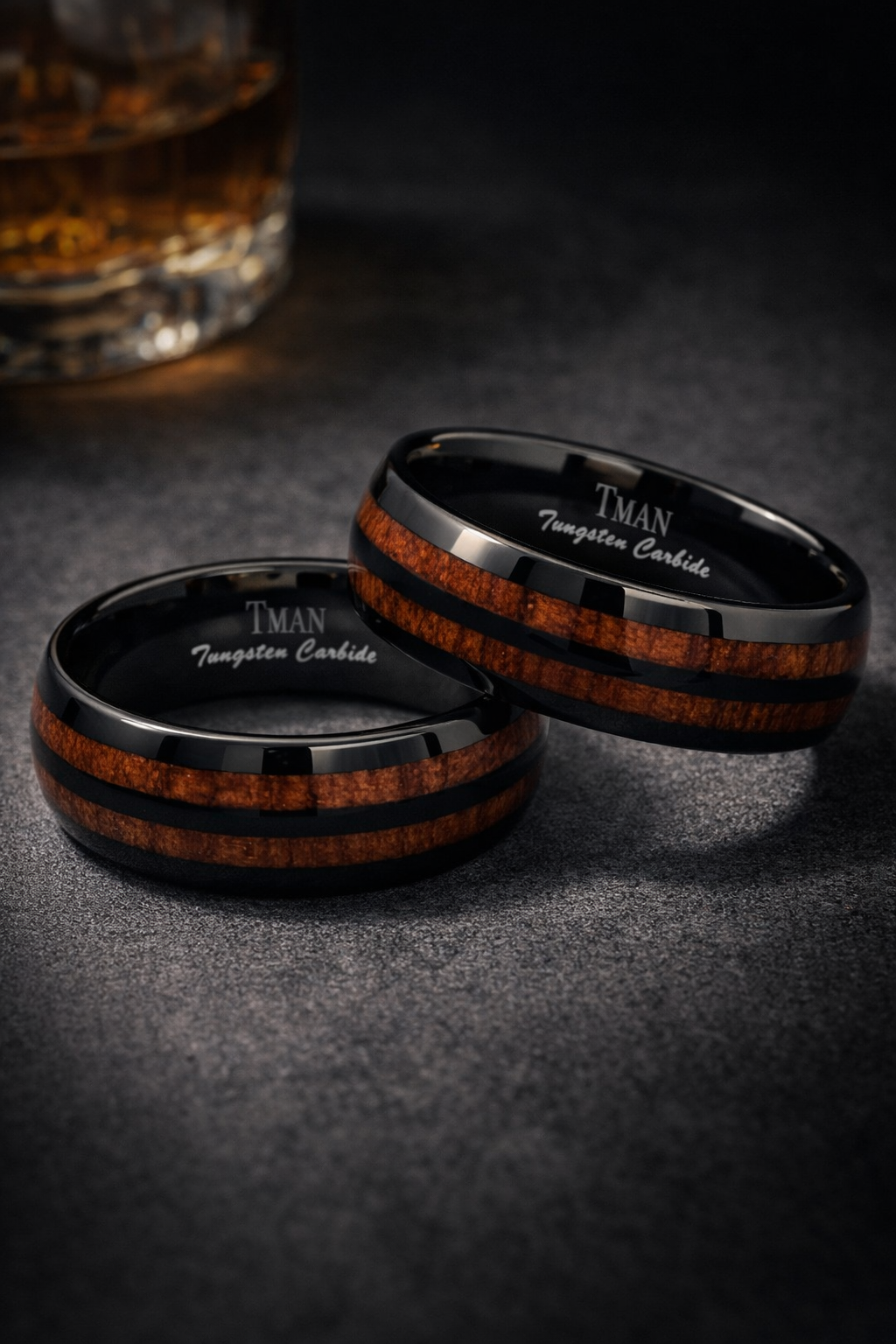TUNGSTEN BLK KOA WOOD DOME POLISH RING - 8MM <br/>14422 - Image 4