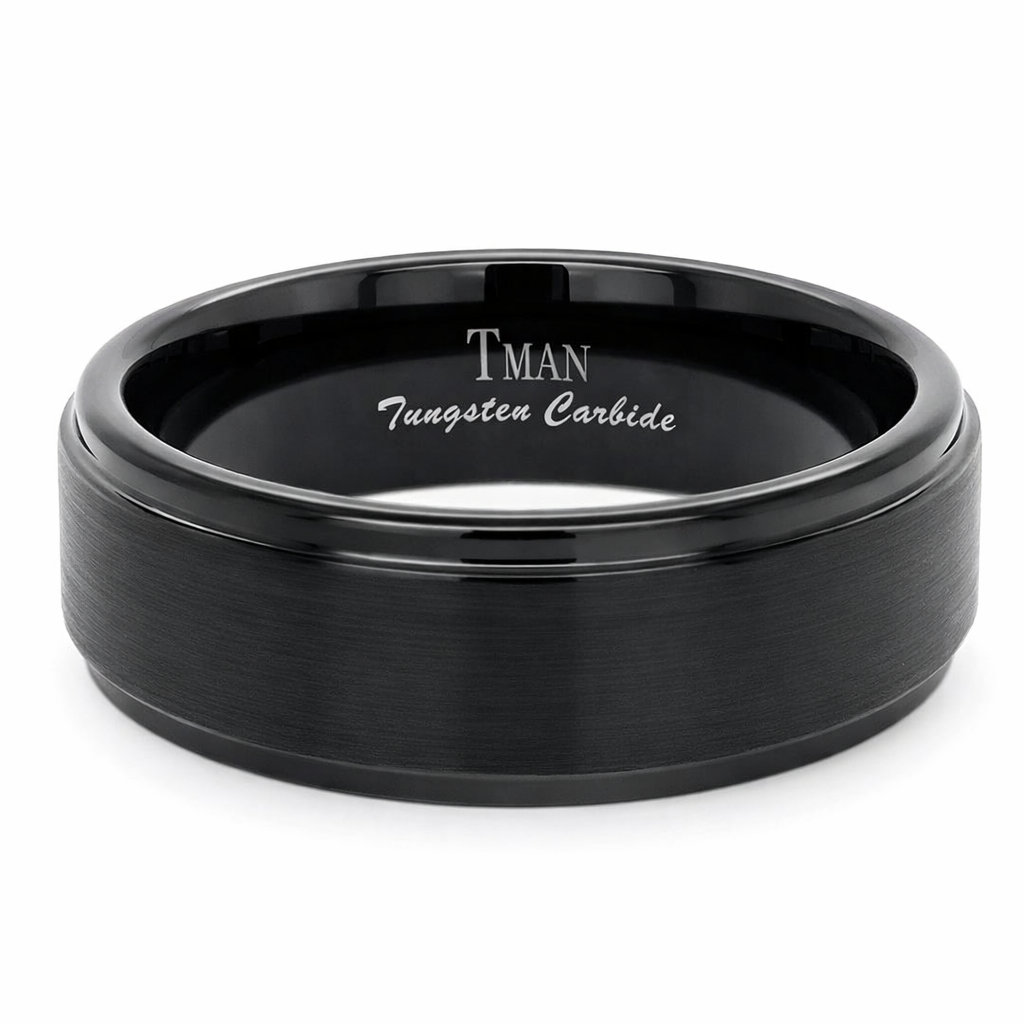 TUNGSTEN BLACK FLAT/BRUSHED STEP CF BAND - 8MM <br/>14426 - Image 2