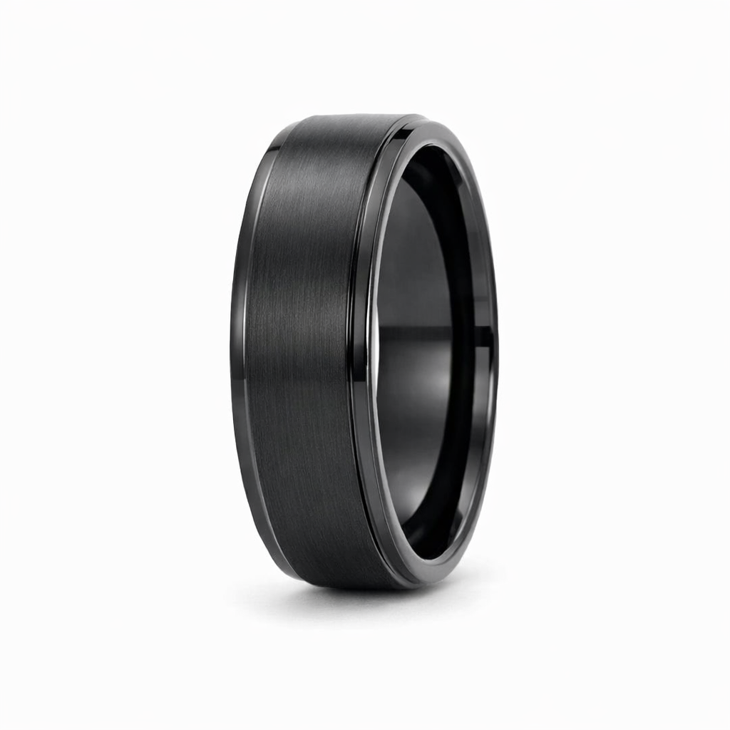 TUNGSTEN BLACK FLAT/BRUSHED STEP CF BAND - 8MM <br/>14426 - Image 3