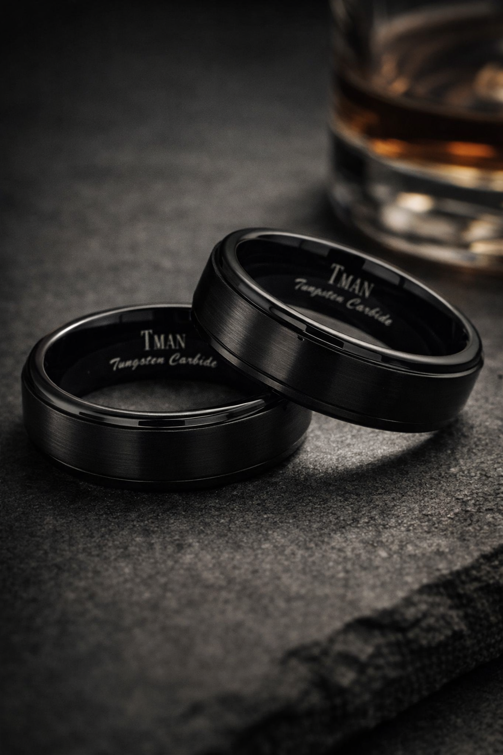 TUNGSTEN BLACK FLAT/BRUSHED STEP CF BAND - 8MM <br/>14426 - Image 4