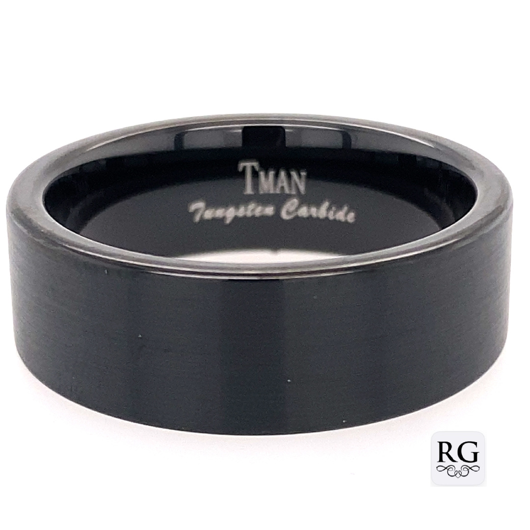 TUNGSTEN BLACK PL FLAT/BRUSHED CF BAND - 8MM <br/>14427