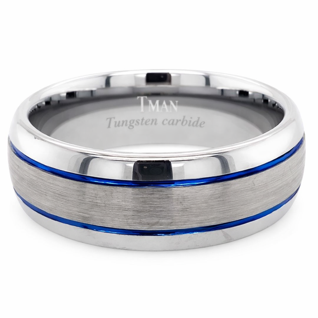 TUNGSTEN BLUE PL GROOVE DOME BRUSHED CF BAND - 8MM <br/>14428 - Image 2