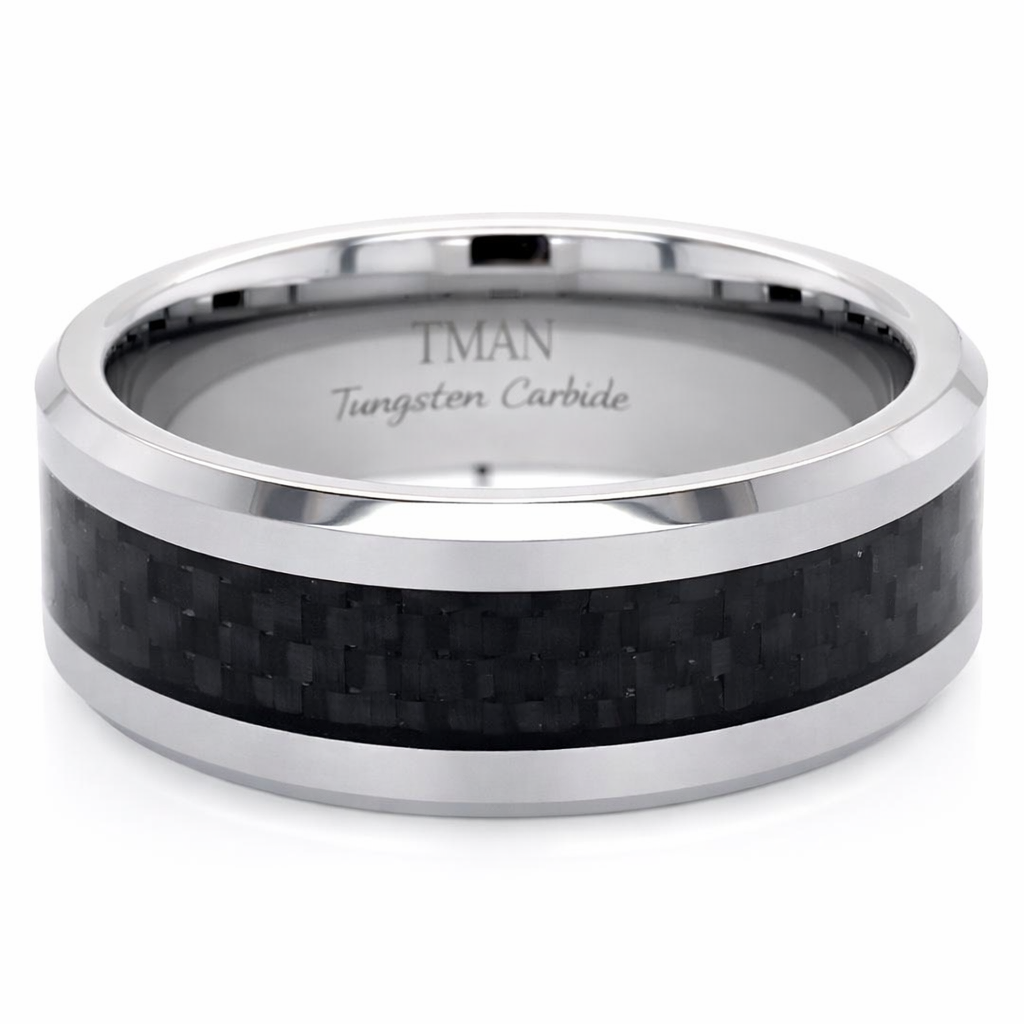 TUNGSTEN BLACK CARBON F FLAT/BEV/POL CF BAND - 8MM <br/>14429 - Image 2