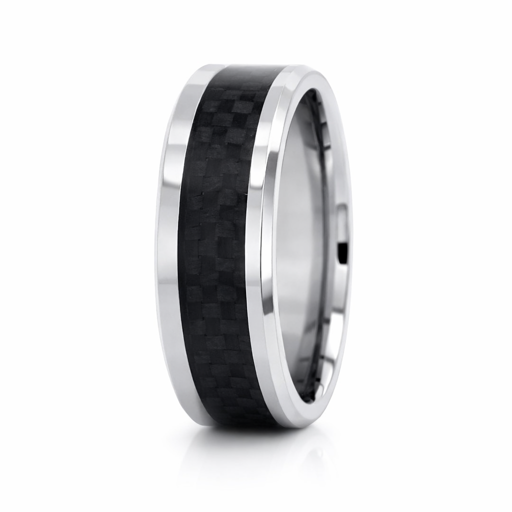 TUNGSTEN BLACK CARBON F FLAT/BEV/POL CF BAND - 8MM <br/>14429 - Image 3