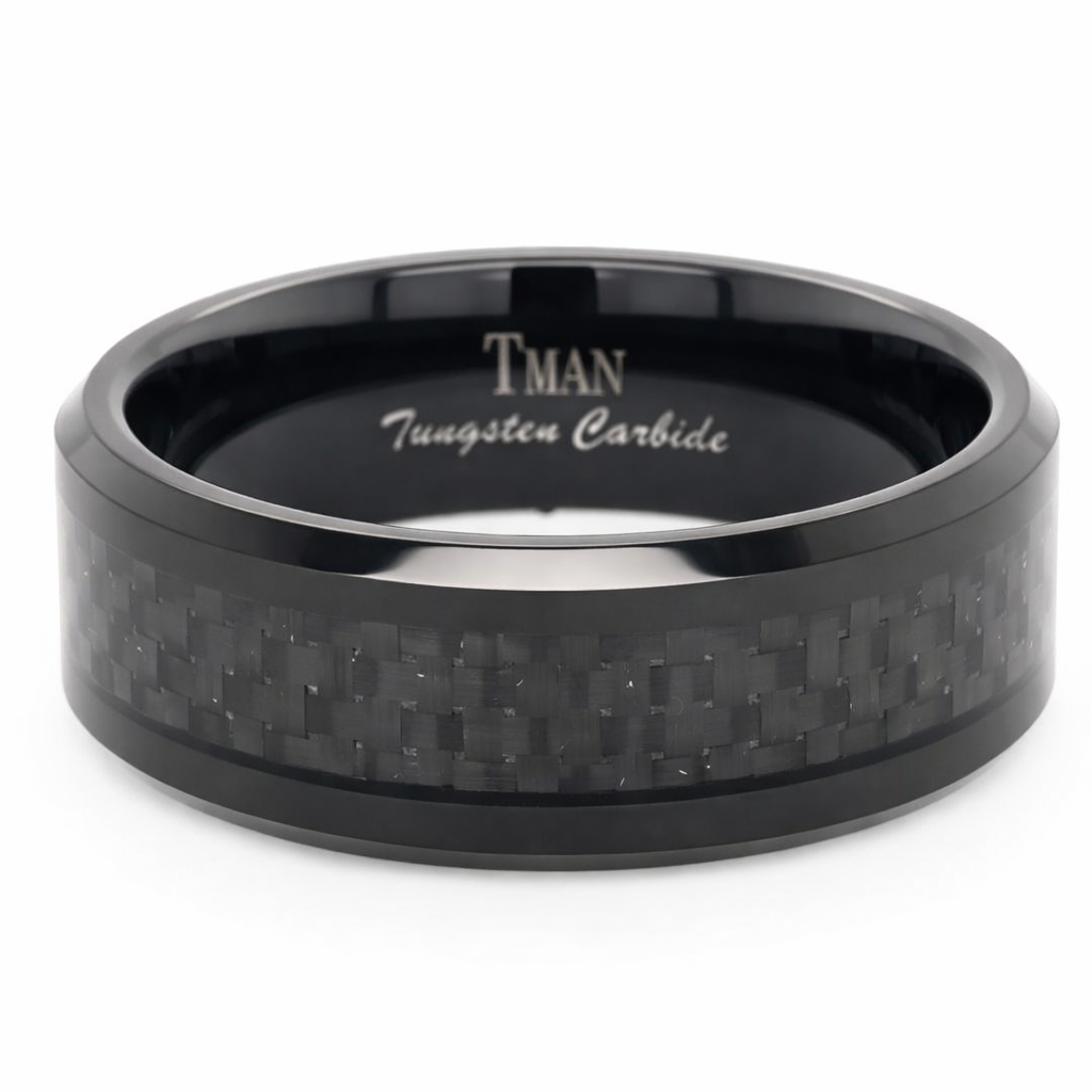 TUNGSTEN BLACK CARBON F FLAT/BEV/POL CF BAND - 8MM <br/>14432 - Image 2