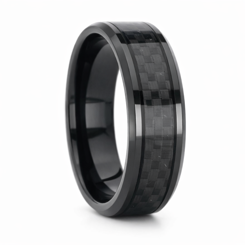 TUNGSTEN BLACK CARBON F FLAT/BEV/POL CF BAND - 8MM <br/>14432 - Image 3