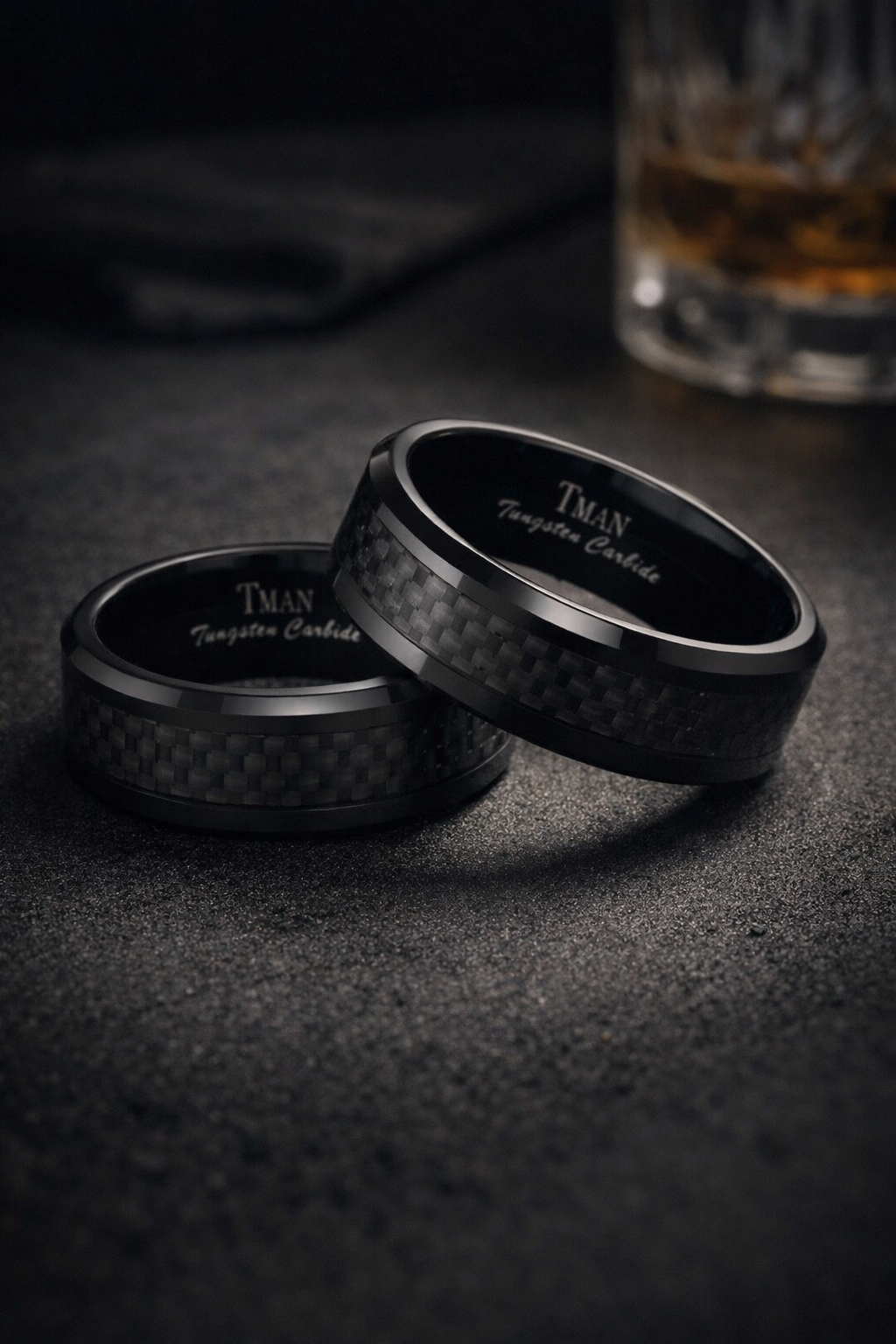 TUNGSTEN BLACK CARBON F FLAT/BEV/POL CF BAND - 8MM <br/>14432 - Image 4