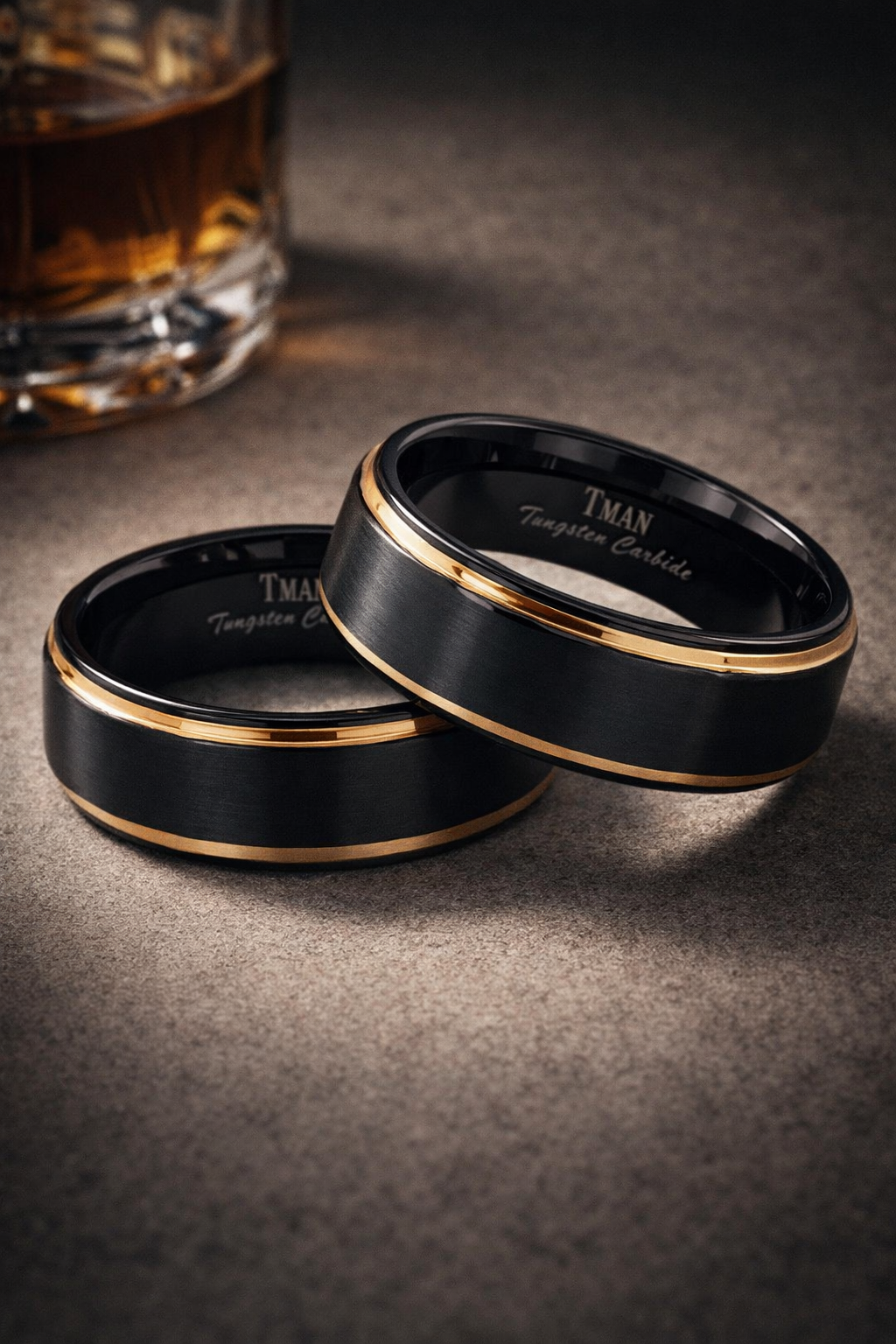 TUNGSTEN BLACK+RG PL FLAT/BRUSH/STEP CF BAND - 8MM <br/>14436 - Image 4