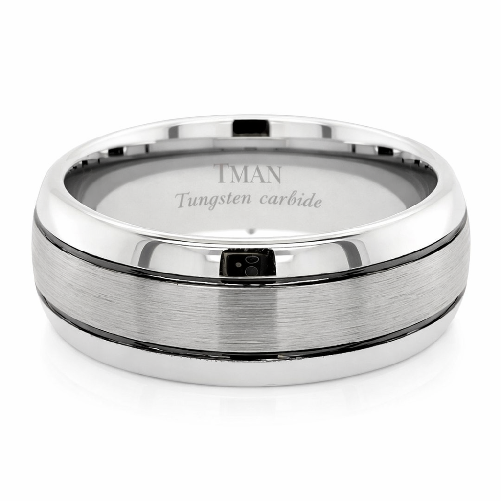 TUNGSTEN BLACK PL GROOVE DOME BRUSHED CF BAND -8MM <br/>14438 - Image 2