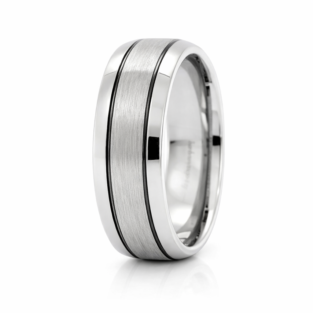 TUNGSTEN BLACK PL GROOVE DOME BRUSHED CF BAND -8MM <br/>14438 - Image 3
