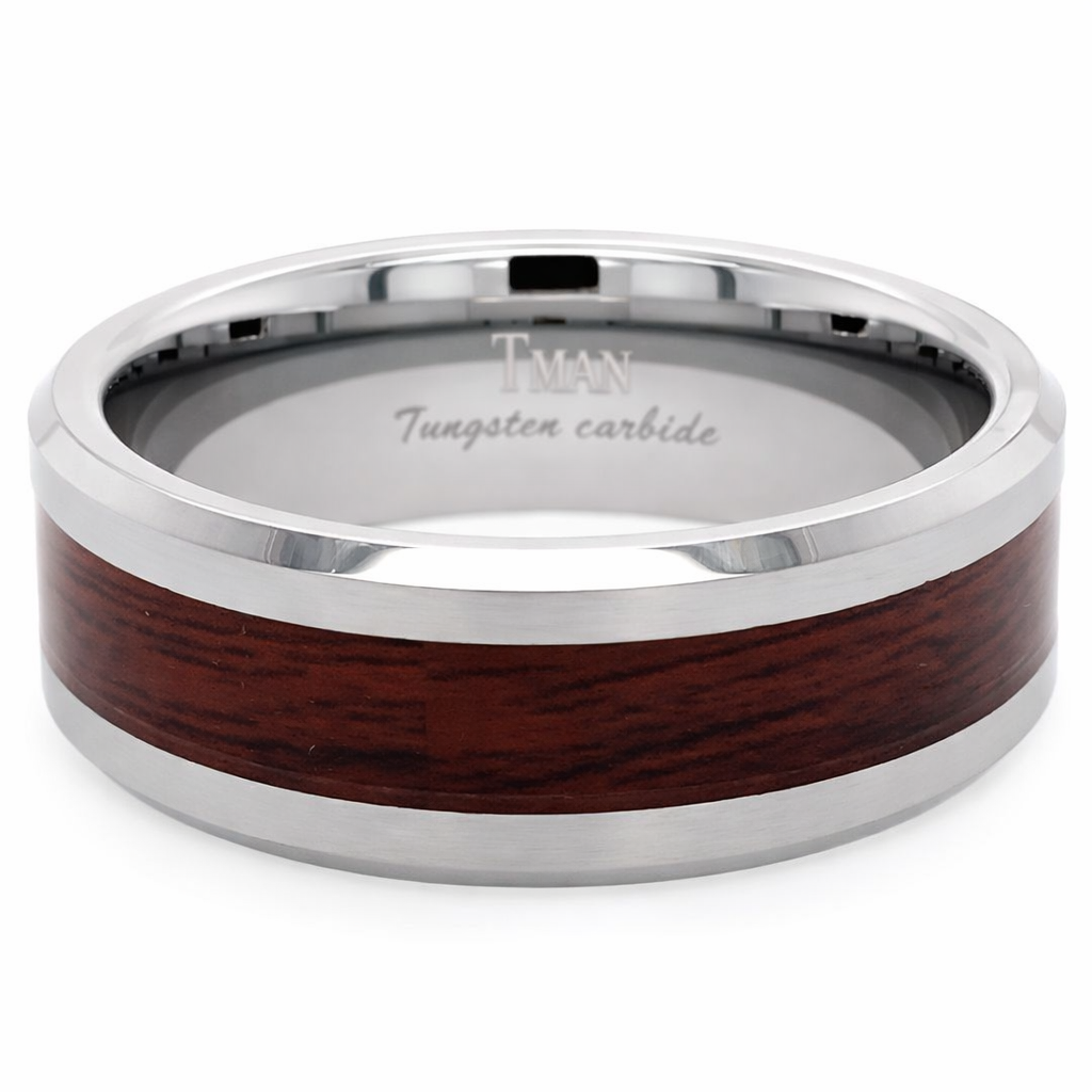 TUNGSTEN WOOD FLAT/POLISH/BEV CF BAND - 8MM <br/>14442 - Image 2