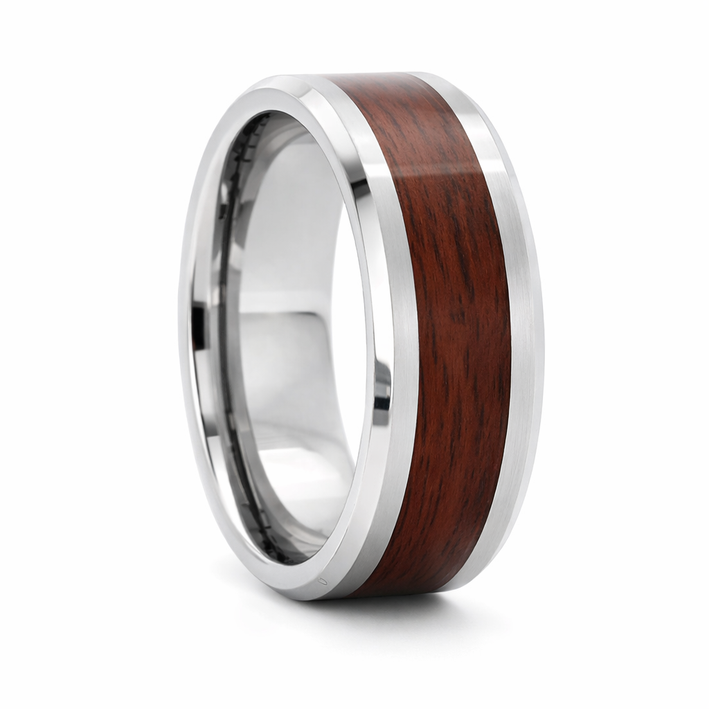 TUNGSTEN WOOD FLAT/POLISH/BEV CF BAND - 8MM <br/>14442 - Image 3