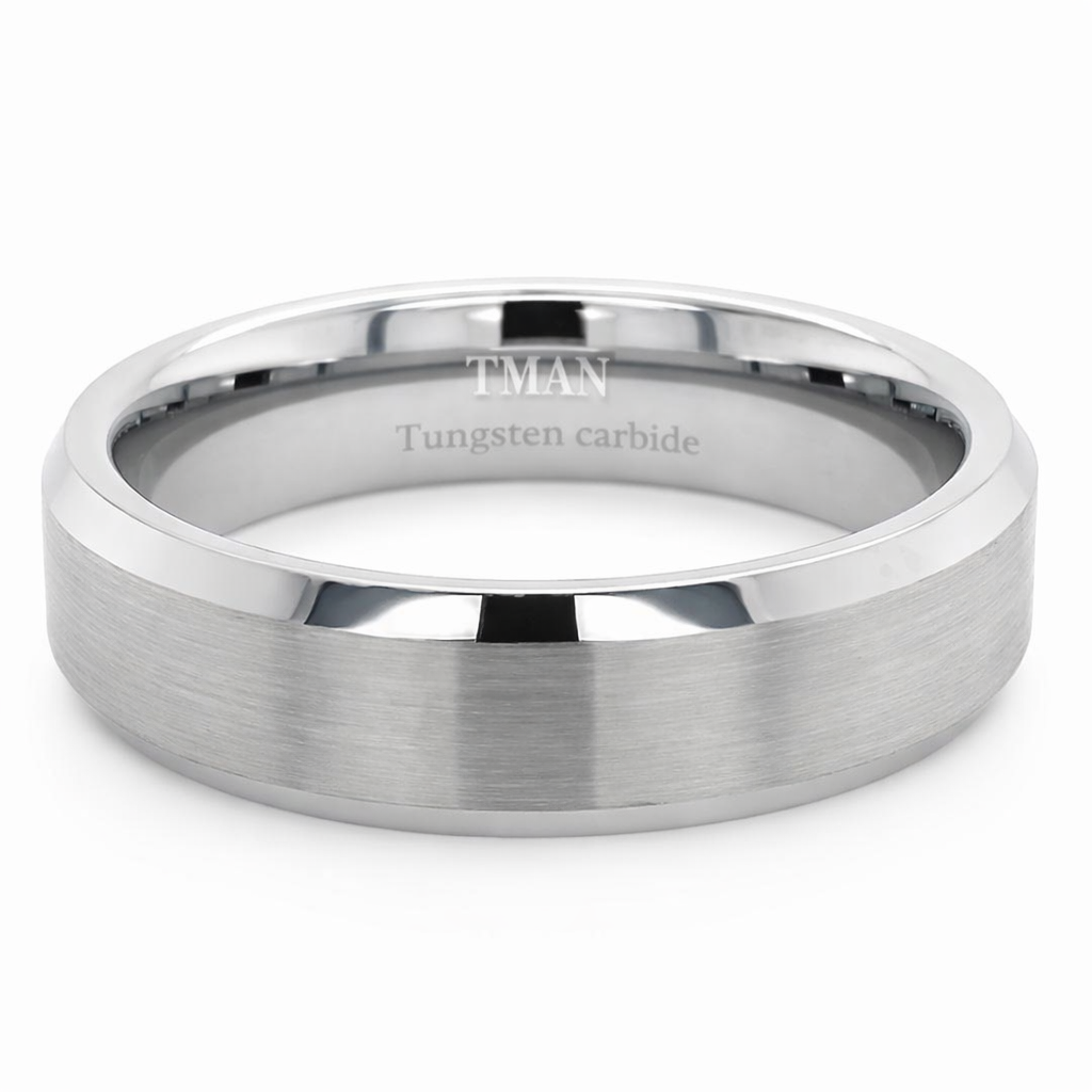 TUNGSTEN FLAT/BRUSHED/BEVELED CF BAND - 6MM <br/>14445 - Image 2
