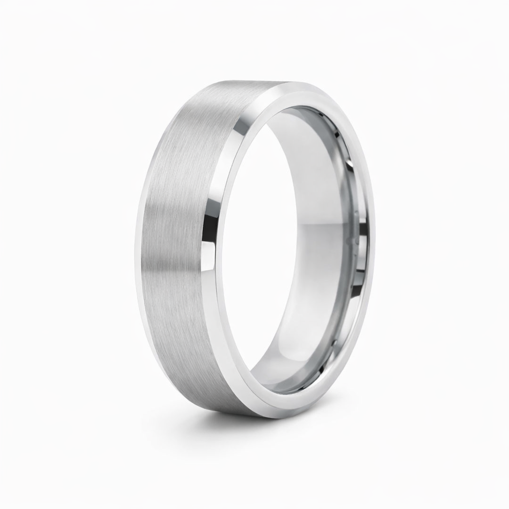 TUNGSTEN FLAT/BRUSHED/BEVELED CF BAND - 6MM <br/>14445 - Image 3